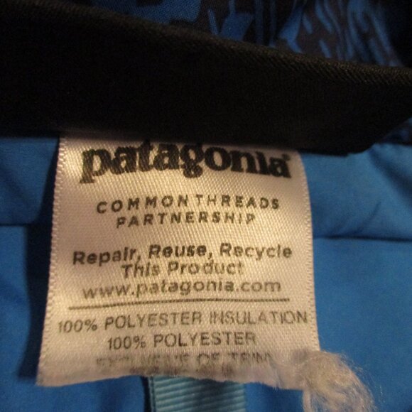 Patagonia Nano Puffer Woman Large Blue Black Full Zip Pockets Warm Outdoor Coat - Picture 10 of 10